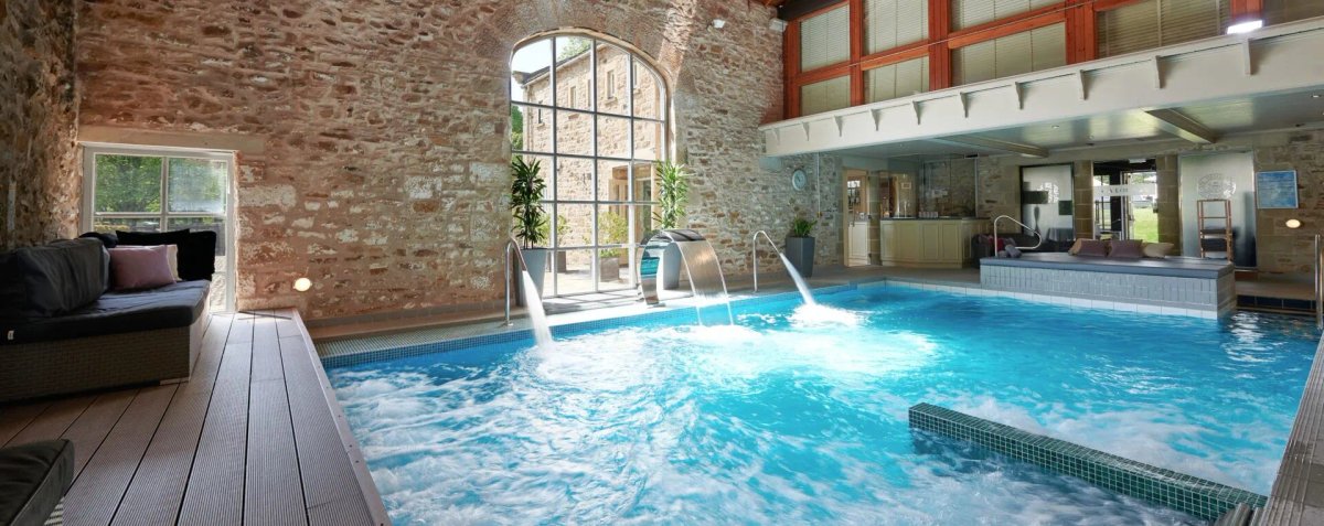 a lovely spa pool with waterfalls