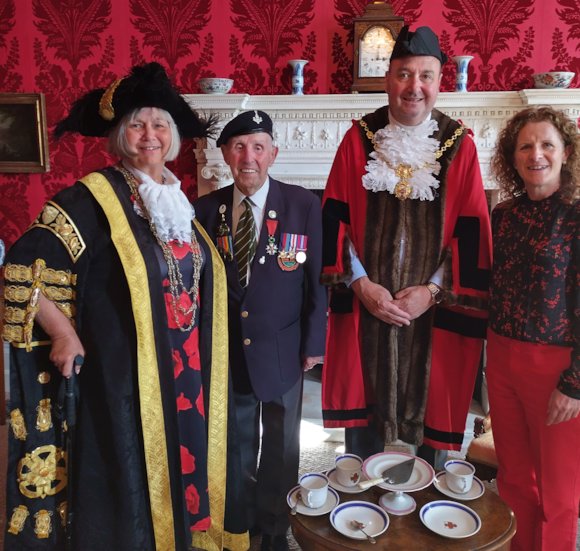 left to right, at the Mansion House, The Rt Hon The Lord Mayor of York Cllr Margaret Wells; Ken Cooke; Sherrif of York, Geoff Cossins; Leader of City of York Council Cllr Claire Douglas.