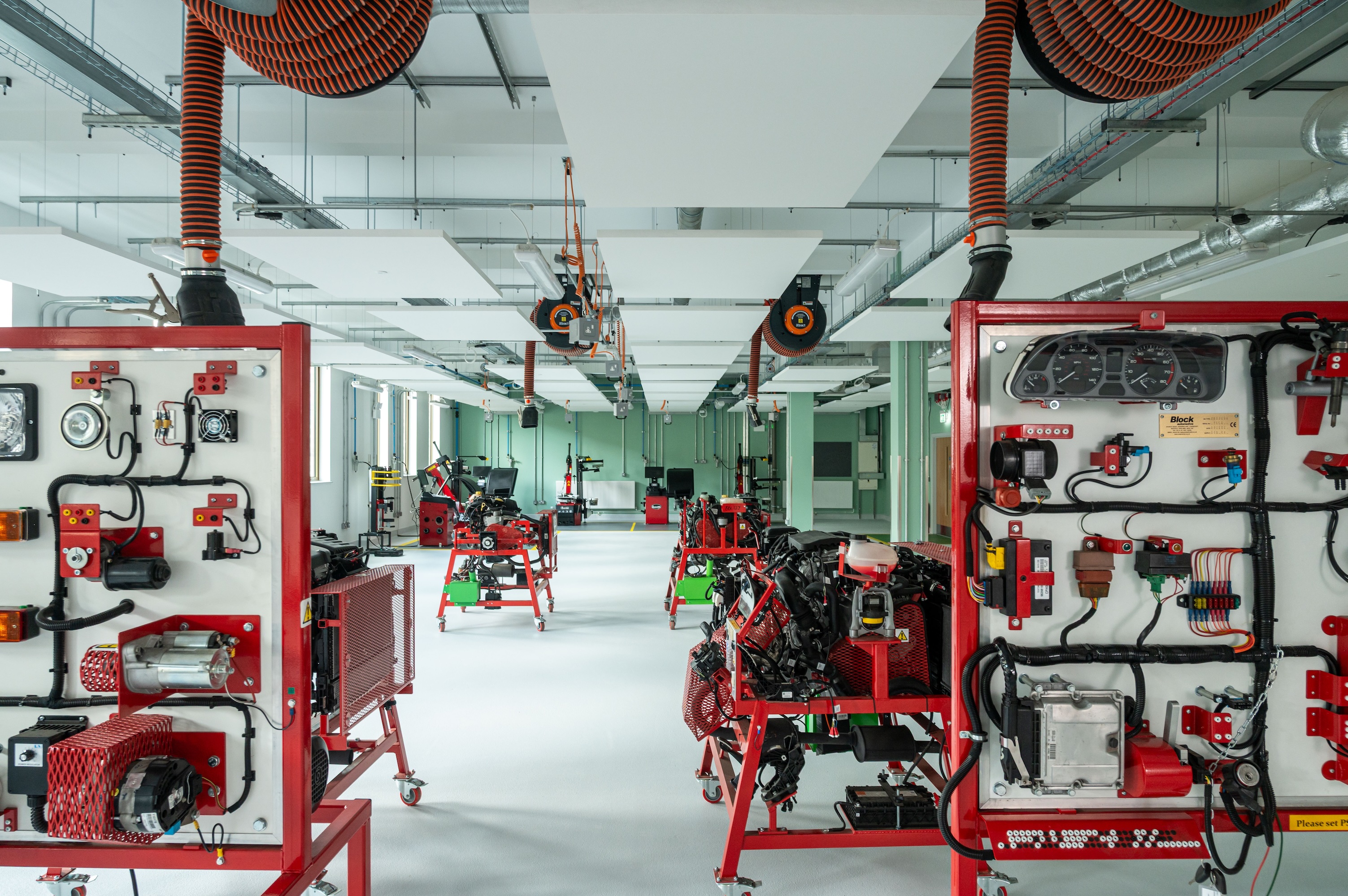 Modern engineering workshop with tools and machinery