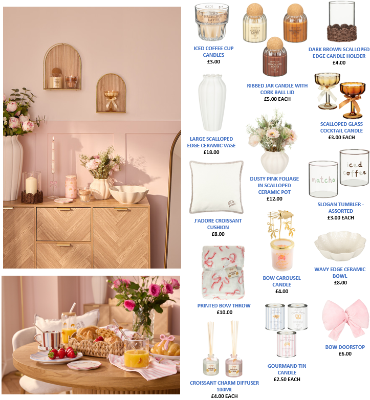 Elegant pink and wood dining setup with candles and flowers