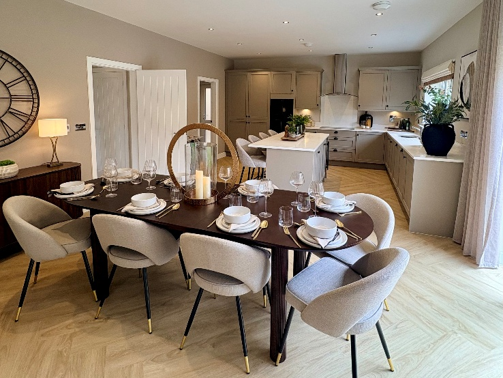 Modern kitchen and dining area with elegant decor