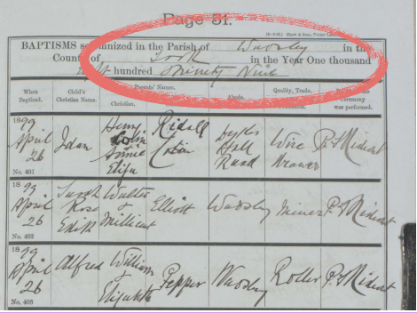wadsley-parish-sheffield-baptism-record Wadsley parish baptism records