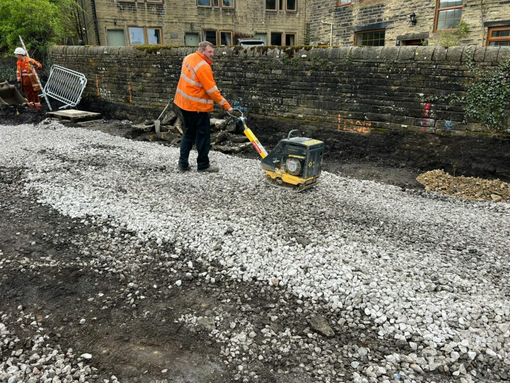 a worker on the railway bridge replacement