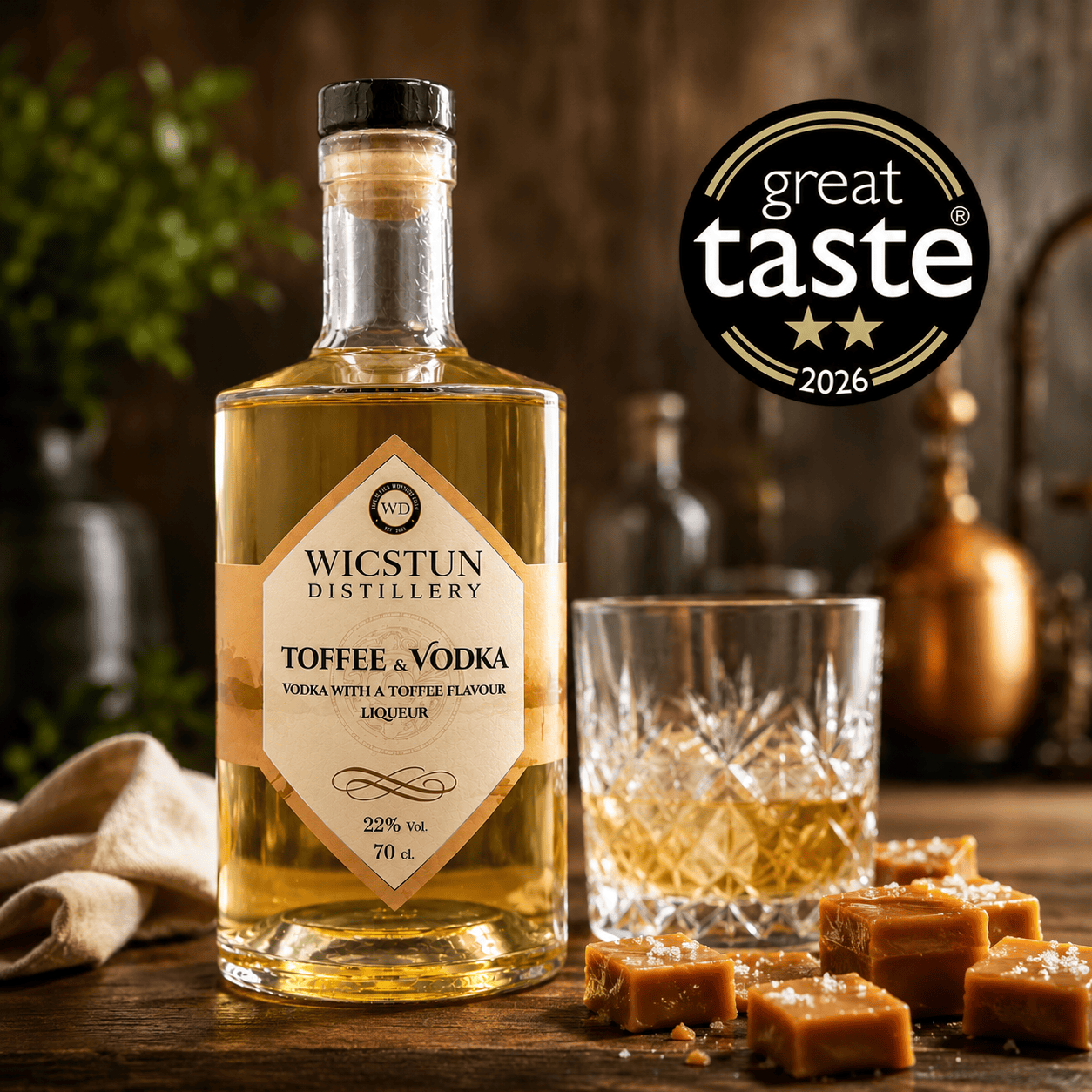Featured image for Wicstun Distillery Celebrates 2-Star Great Taste Award for Toffee Vodka Liqueur - Food & Drink