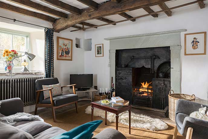 Warm your toes by the real fire.