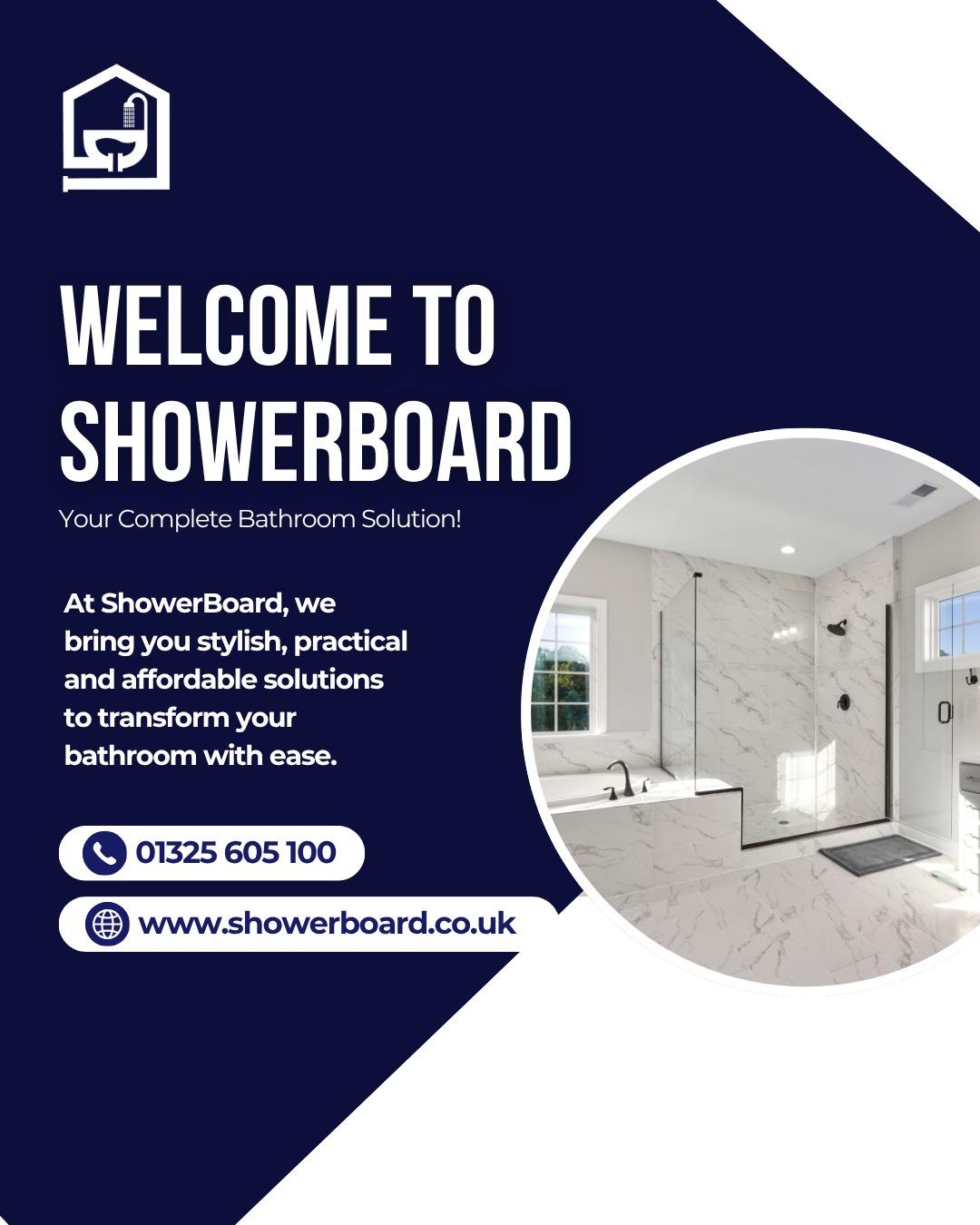 Elegant bathroom with marble walls and modern glass shower enclosure