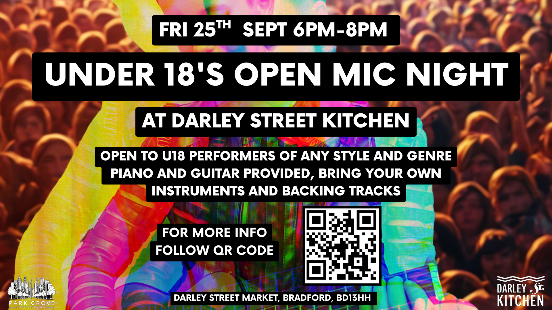 Event image for Under 18’s Open Mic Night at Darley St Kitchen