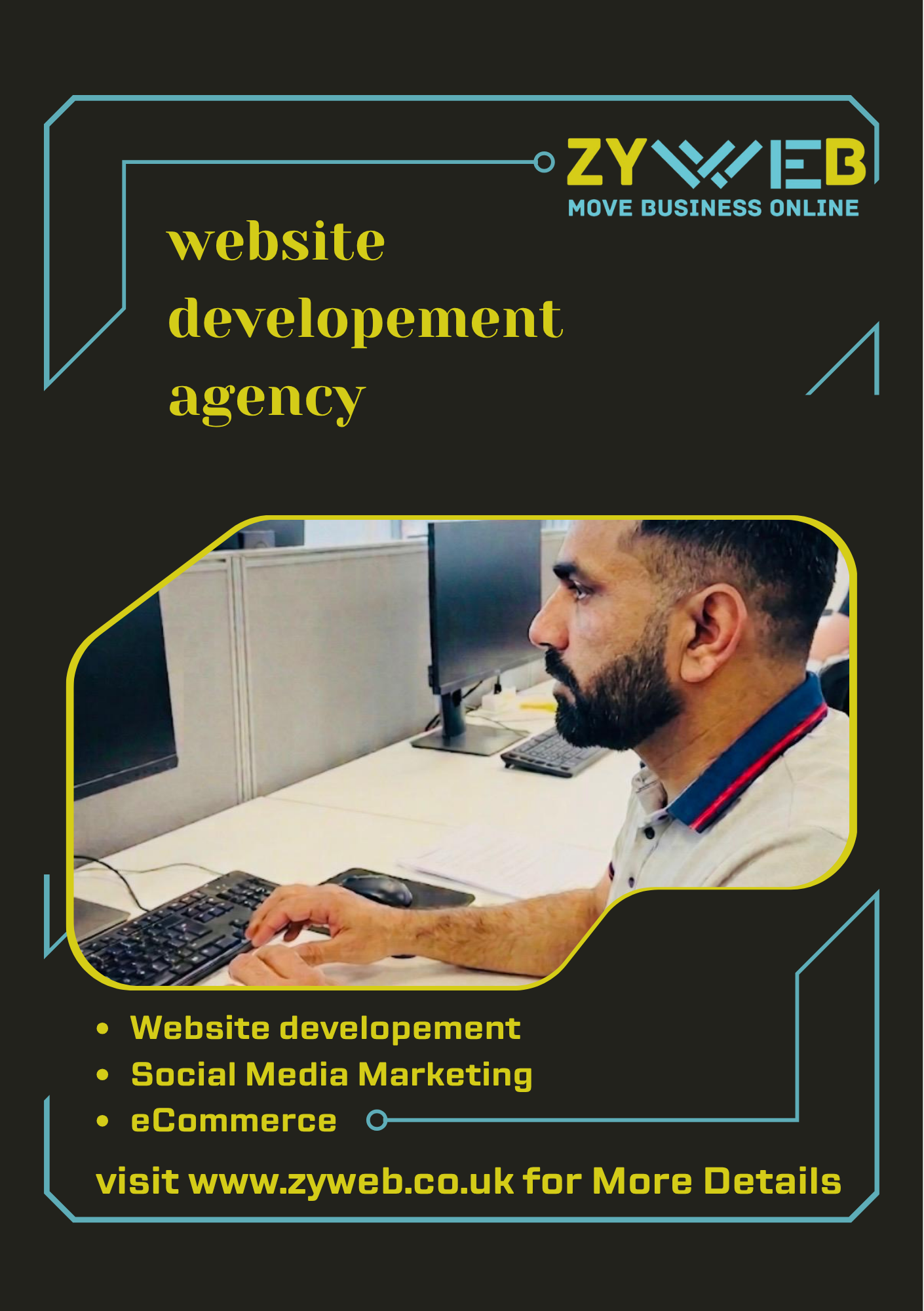 Person working at a computer in a digital marketing agency office