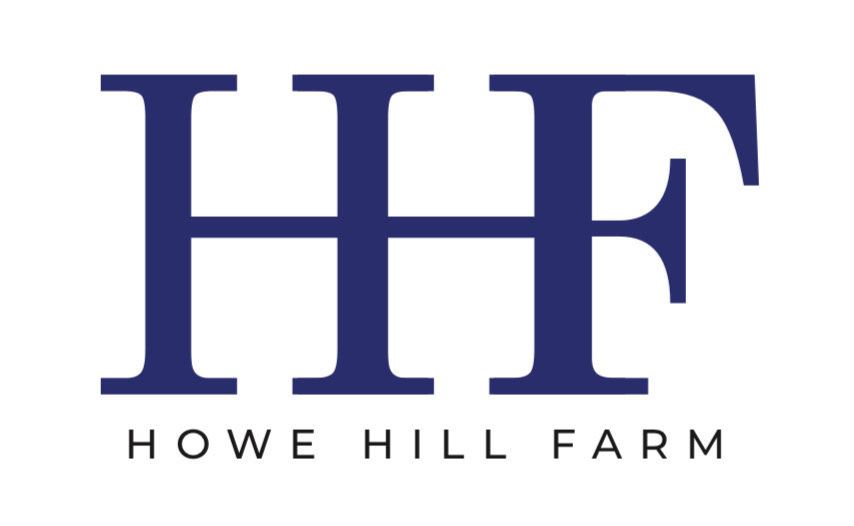 Logo featuring "HF" in bold blue letters with "HOWE HILL FARM" below in a smaller font.
