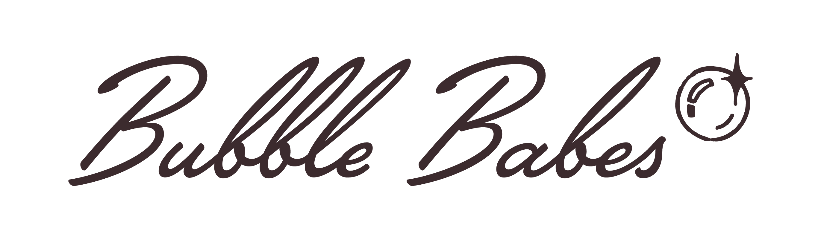 "Bubble Babes Launderette sign with playful, cursive lettering on a dark background."