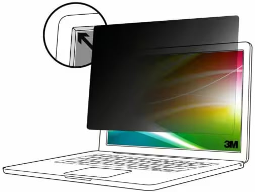 Frameless black privacy filter for a 13.3-inch netbook, designed to restrict viewing angles and protect screen visibility from side views.