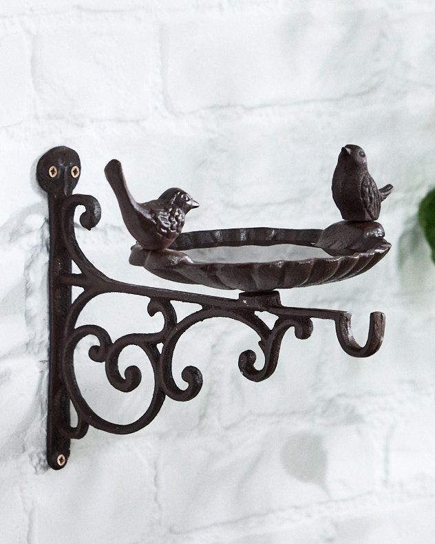 Dibor Cast Iron Scrolled Patterns Ornate Bird Bath and Feeder with 2 Perching Birds - image 2