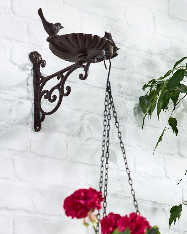 Dibor Cast Iron Scrolled Patterns Ornate Bird Bath and Feeder with 2 Perching Birds - image 3