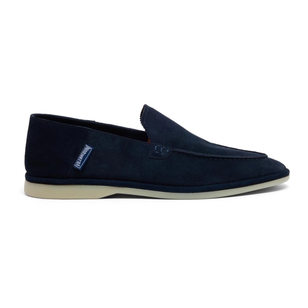 Blue suede loafers by Vilebrequin, featuring a sleek design, slip-on style, and a contrasting white sole, labeled with a small logo on the side, in size 41.