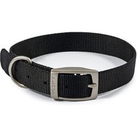 Black Ancol Viva buckle collar, adjustable 28-36cm, with metal buckle and D-ring.