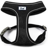 Black Ancol Viva mesh harness with adjustable straps and reflective trim, size 34-45cm, featuring a Viva logo patch.