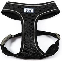 Black Ancol Viva mesh harness with adjustable straps and reflective trim, size 44-57cm.