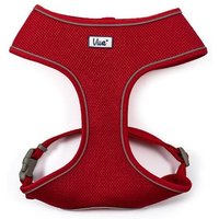 Red Ancol Viva mesh harness with adjustable straps and buckle, size 53-74cm, featuring a small logo patch.