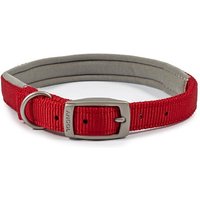 Red Ancol Viva Pad Buc dog collar, 45-54cm, with silver buckle and D-ring, padded interior.