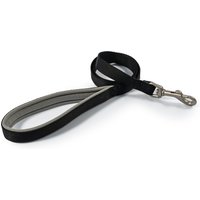 Black Ancol Viva padded snap lead, 19mm wide, with silver metal clip and grey interior lining.