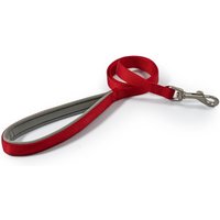 Red Ancol Viva Padded Snap Lead, 19mm wide, with a grey padded handle and a silver metal clip.