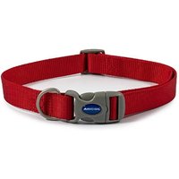 Red Ancol Viva Quick Fit dog collar, 45-70cm, with metal buckle and D-ring, adjustable strap.