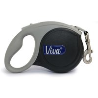 Black and gray Ancol Viva retractable dog lead with ergonomic handle and metal clip.