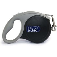 Black and gray Ancol Viva retractable dog lead with ergonomic handle and metal clip.