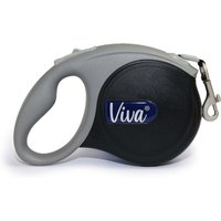 Black and gray Ancol Viva retractable lead with ergonomic handle and metal clip.