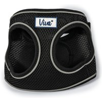 Black Ancol Viva Step In Harness with mesh fabric, reflective trim, and Viva logo, adjustable for 35-42cm size.