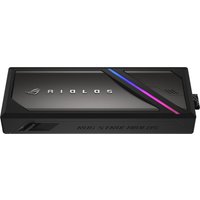 Black ASUS ROG Strix Aiolos M.2 SSD enclosure with RGB lighting and sleek angular design.