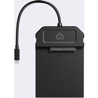 Black Atomos ATOMDCK004 dock station with USB-C cable, rectangular shape, and Atomos logo on top.