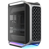Black and silver Cooler Master Cosmos ALPHA full tower with honeycomb front panel and RGB lighting accents.