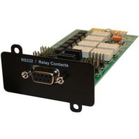 Eaton Relay Card-MS interface card with RS232 port, black front panel, and multiple relay contacts on green circuit board.