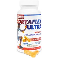 White bottle of Equine America Cortaflex Human Caps x60 with colorful label and yellow capsules beside it.