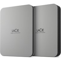 Silver LaCie Mobile Drive 4TB external hard drive, compact rectangular design, USB Type-C port, sleek finish.