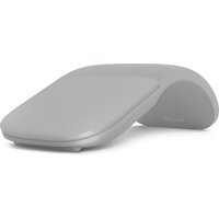 Gray Microsoft Surface Arc mouse, sleek curved design, ambidextrous, Bluetooth, BlueTrack technology, 1000 DPI.