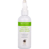 MooGoo Tail Swat Body Spray, 200ml white bottle with green label and camel illustration, spray nozzle top