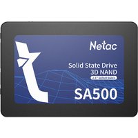 Black Netac SA500 1TB SSD with blue label, white text, and geometric design, 2.5" Serial ATA III 3D NAND.
