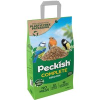 Peckish Complete Seed Mix 3.5KG bag with colorful bird images and green eco-friendly packaging.
