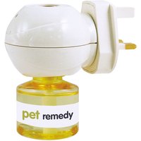 White Pet Remedy plug-in diffuser with yellow 40ml bottle and UK plug attachment.