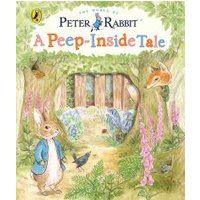 Children's book "Peter Rabbit: A Peep-Inside Tale" with illustrated forest scene and animals on the cover.
