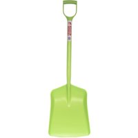 Pistachio green plastic shovel with a wide scoop and D-shaped handle by Red Gorilla.