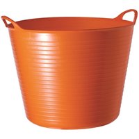Large orange flexible tub with ribbed sides and two sturdy handles.