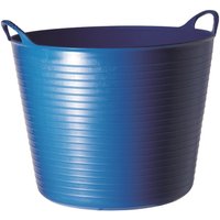Medium blue flexible plastic tub with ribbed sides and two handles.