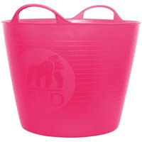Medium pink flexible tub with two handles, embossed gorilla logo on the side.