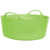 Shallow small pistachio green tub with two sturdy handles and flexible plastic construction.