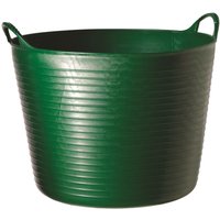Small green flexible tub with ribbed sides and two sturdy handles.