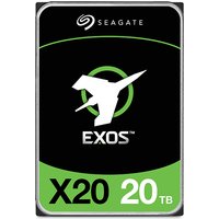 Seagate Enterprise Exos X20 20TB internal hard drive, black and green label with white logo and text.