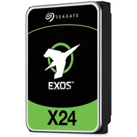 Seagate Exos X24 24TB internal hard drive with black casing, green label, and white logo.